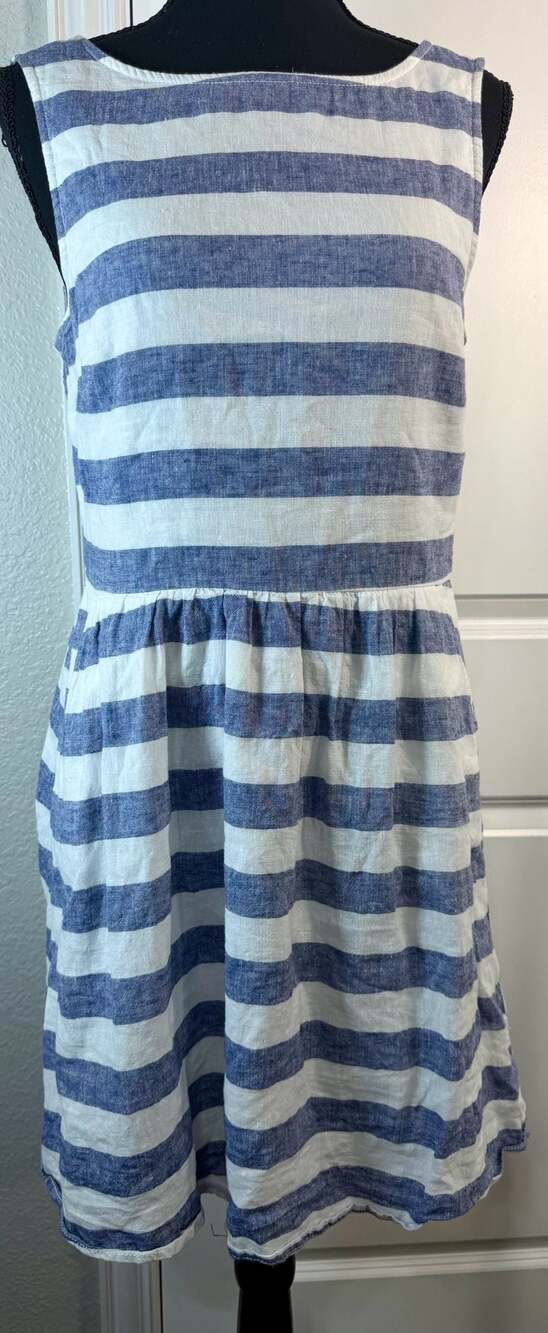 beachlunchlounge Ayesha Blue & White Striped Linen-Blend Dress